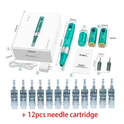 Dr Stift A6S Professionelle Microneed Stift Mit 12 stücke Nadel Patrone Drahtlose Derma Stift Micro Nadel Hautpflege Werkzeuge