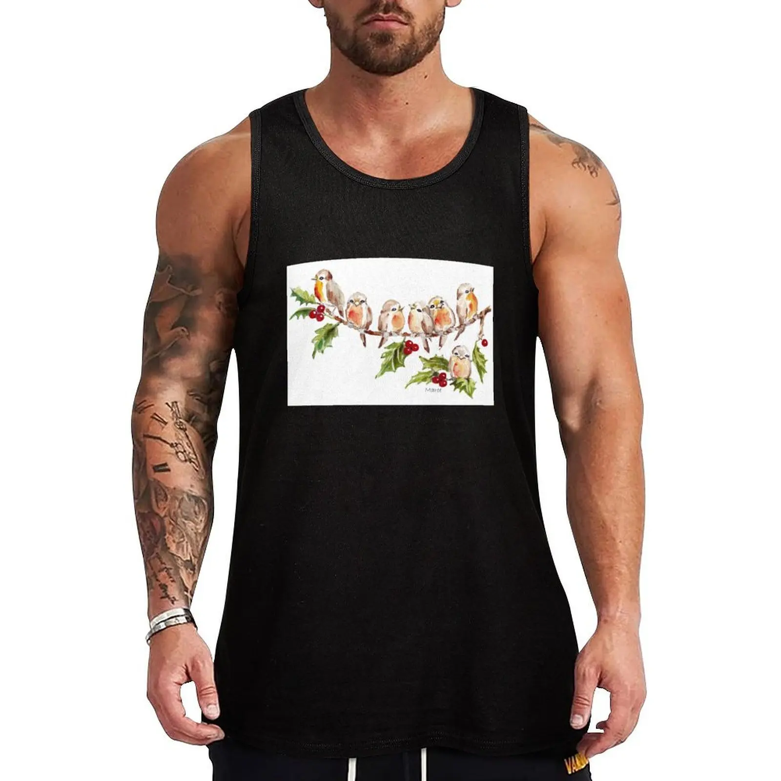 

Seven Little Birds Tank Top t-shirts man Vest sleeveless jackets gym Men's t-shirts