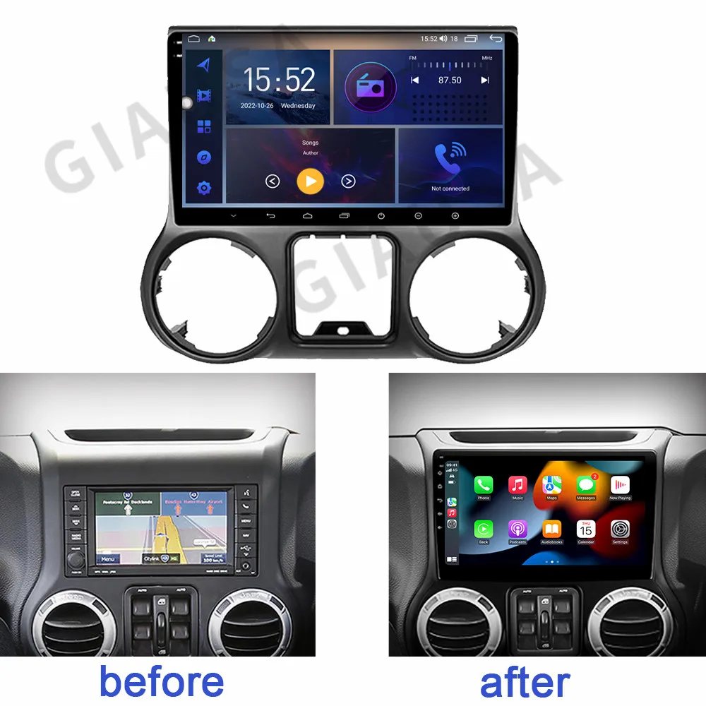 Tesla Style 8+256GB Android 10 For Jeep Wrangler 3 JK 2011-2017 Car Radio Multimedia Video Player Navigation GPS Head Unit