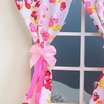 

1/12 Miniature Dollhouse Floral Curtains; Dollhouse Furniture Decorations; Miniature House Accessories