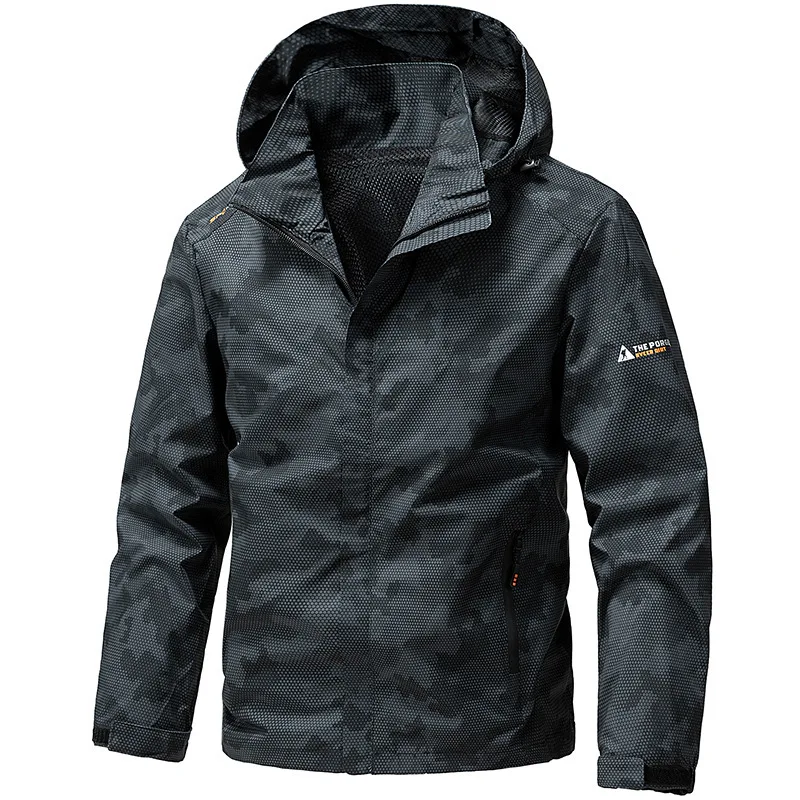 Men's Camouflage Assault Jacket Spring Autumn Trendy Brand Loose Fit Detachable Hat Sports Leisure Workwear