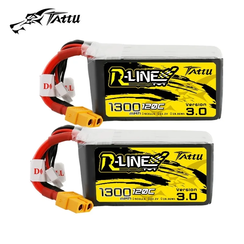 

TATTU R-LINE 3.0 1300mAh 120C 22.2V Lipo Battery For RC Helicopter Quadcopter FPV Racing Drone Parts 22.2V Battery With XT60