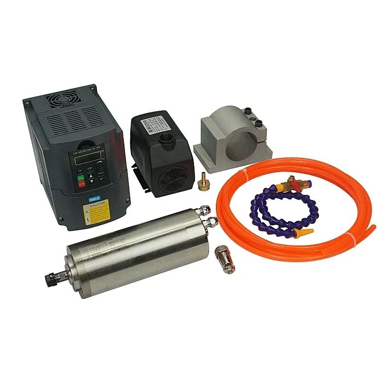 

1.5kw CNC Router Spindle 80mm 2.2kw VFD Spindle for DIY CNC Milling Machine Water Pump 5M Water Pipes 80mm Clamp