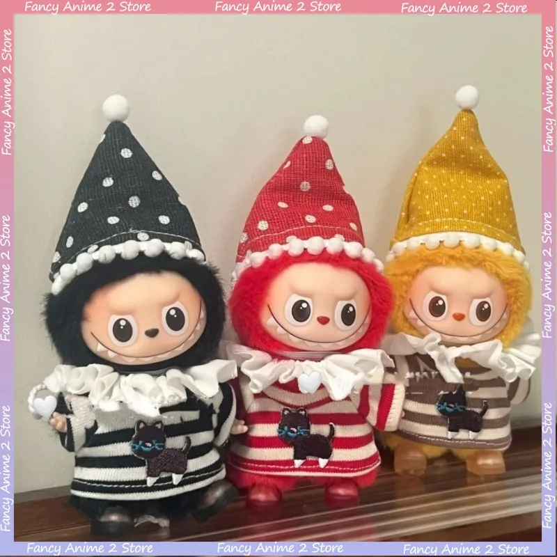 

For 4.0 Labubu Dolls Cute Suspender Trousers 10cm Mini Plush Dolls Handmade Jumpsuits Outfits Fashion Dolls Clothing Accessories