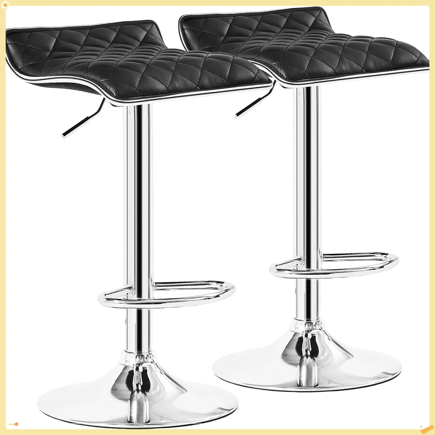 Adjustable Swivel Bar Stools Set of 2, Modern Kitchen Counter Stools for Small Space, Home Bar, Cafe