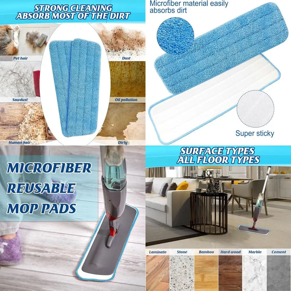 

24-Pack Reusable Microfiber Mop Heads for Wet & Dry Floors, Suitable for Hardwood and Hard Surfaces