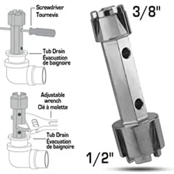 Llave removedora de drenaje de bañera, herramienta de doble extremo, aleación de Zinc para Baño