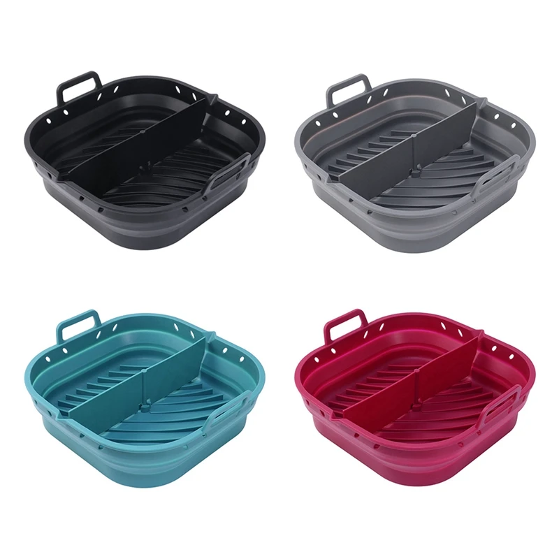 

Air Fryer Silicone Baking Mold Square Reusable Air Fryer Cooking Accessories Foldable 8.5In Airfryer Baking Tool