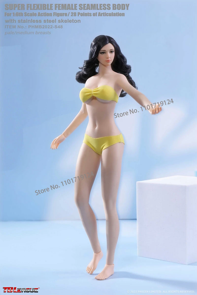 TBLeague PHMB2022-S48 S49 1/6 Medium Bust Seamless Body 12'' Female Soldier Pale Suntan Action Figure Body with Bikini