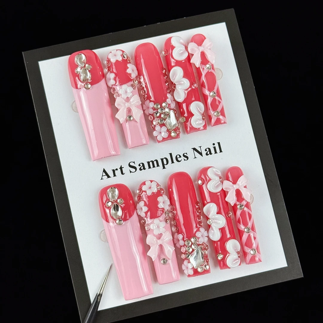 10pcs high-end Princess-style girl's model, hand-painted three-dimensional engraved patterns, bowknots, dazzling sparkly diamond