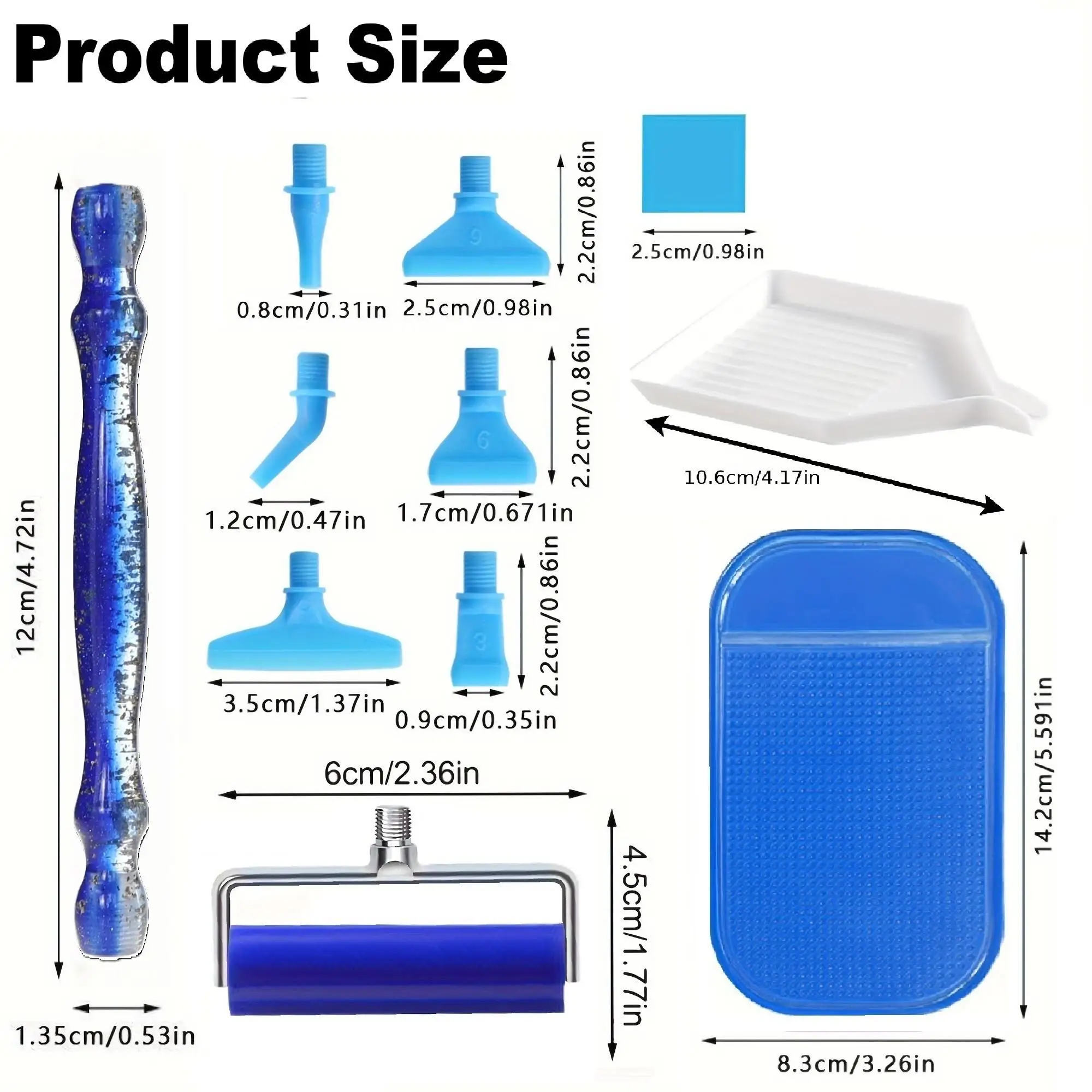 High-Quality Novel Fine-Glitter DIY Diamond Painting Pen Tool Set Accessories, Includes 6 Different Plastic Tips, Roller, Storage Tray, Silicone Mat, 6 Adhesive Tools, Suitable for Adult DIY 5D Diamond Painting Tool Ac view 2