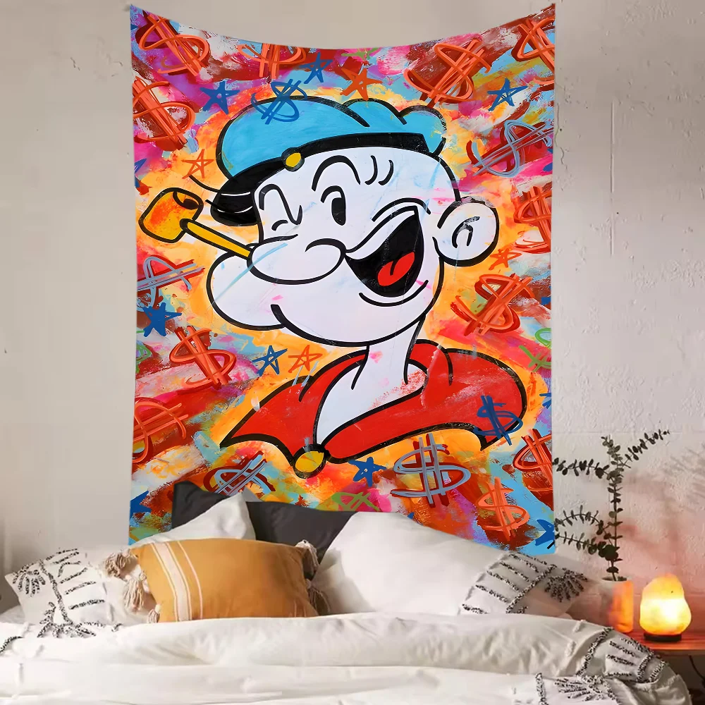 Cartoon P-Popeye The Sailor Tapestry Polyester Printed Gift Banner Home or Outdoor For Decoration Tapestry