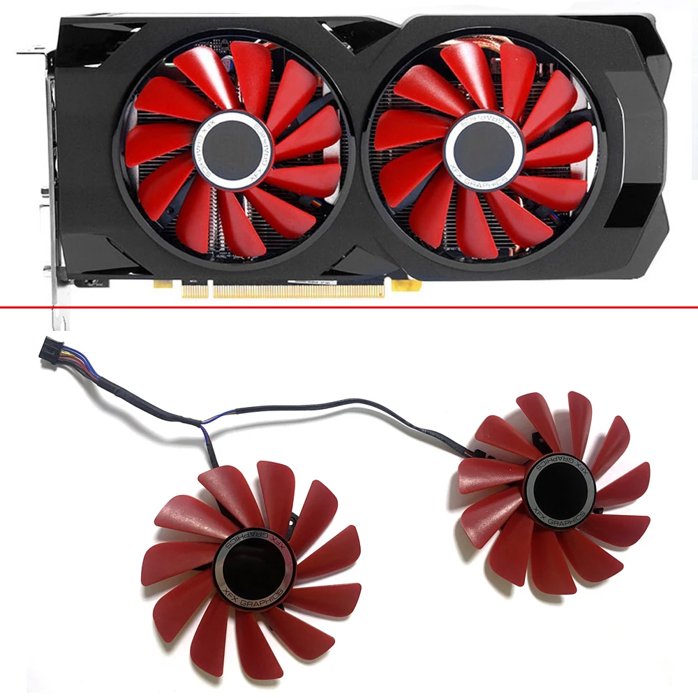 

2pcs 85mm 4pin FDC10U12S9-C RX480 GPU FAN For XFX RX570 RS RX580 RS Video Graphics Cards Cooling As Replacement Fan