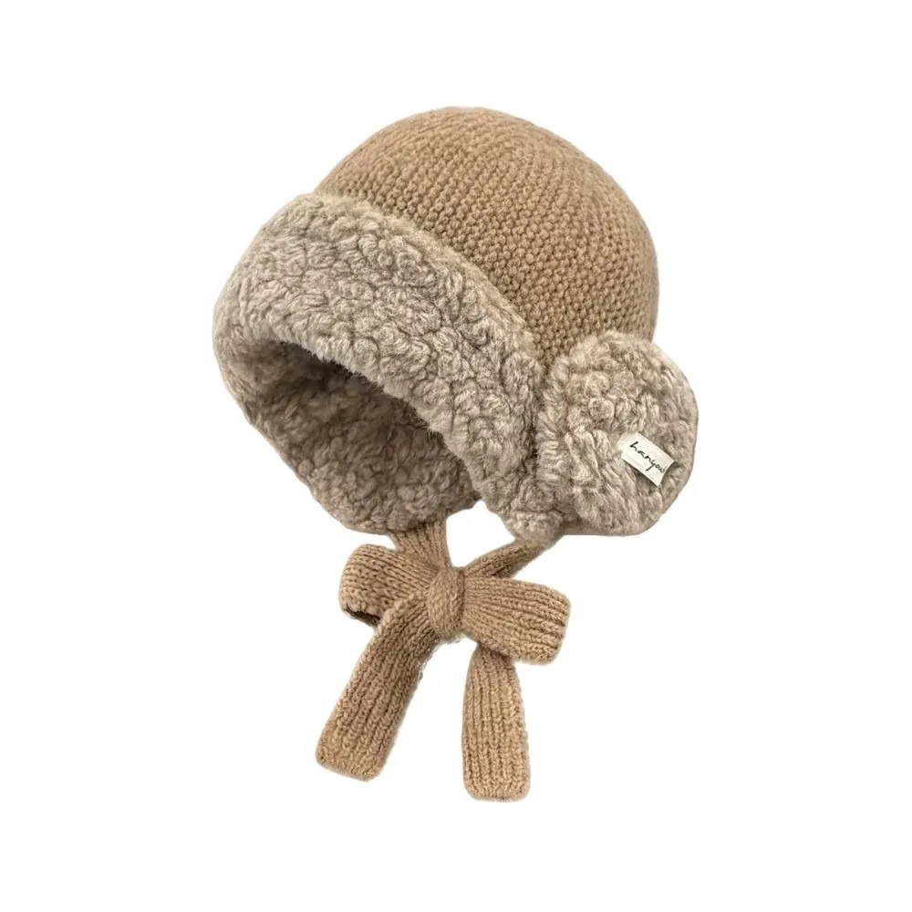 

Fashion Warm Thick Women Knitted Hat Coldproof Windproof Beanies Hat Thickened with Ties Ear Protection Cap Winter Outdoor