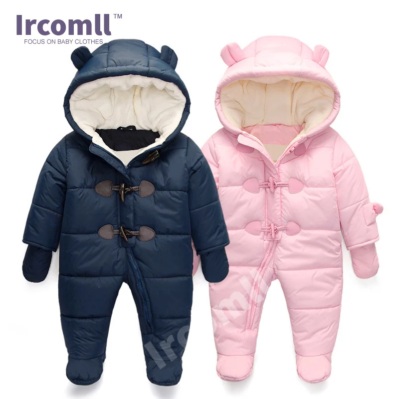 lrcoml Keep Thick warm Infant baby rompers Winter clothes Newborn Baby Boy Girl Romper Jumpsuit Hooded  Kid Outerwear  For 0-24M