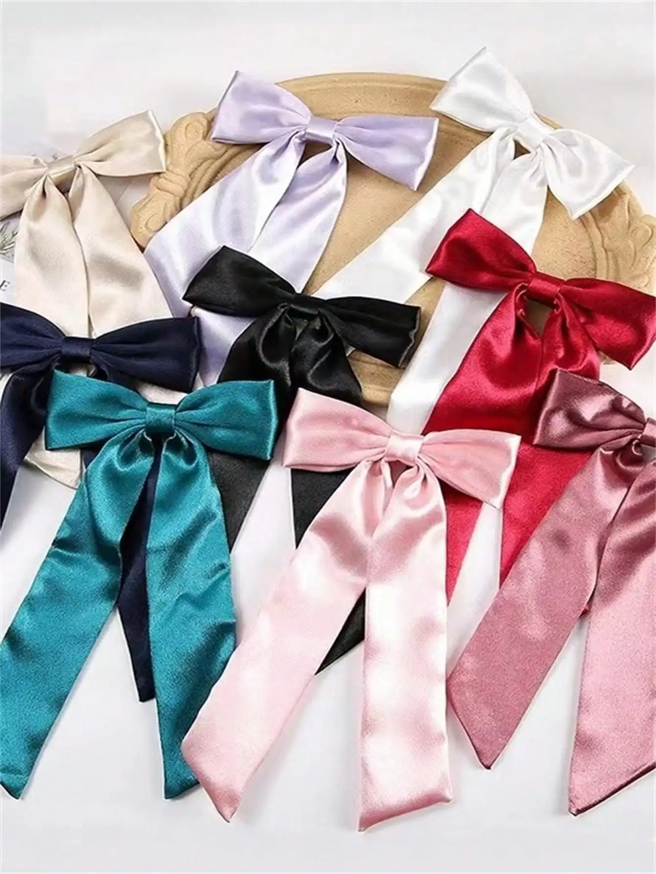 1 piece of women's solid color fabric bow streamer duck clip back of head half tie hair clip Daily commuter hair accessories