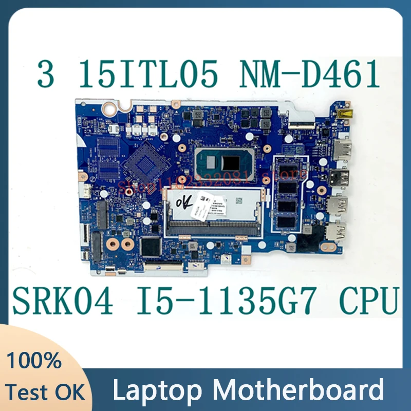 Laptop Motherboard HS45A/HS55A NM-D461 Mainboard For Lenovo IdeaPad 3 15ITL05 5B21B84475 With SRK04 I5-1135G7 CPU 4GB 100%Tested