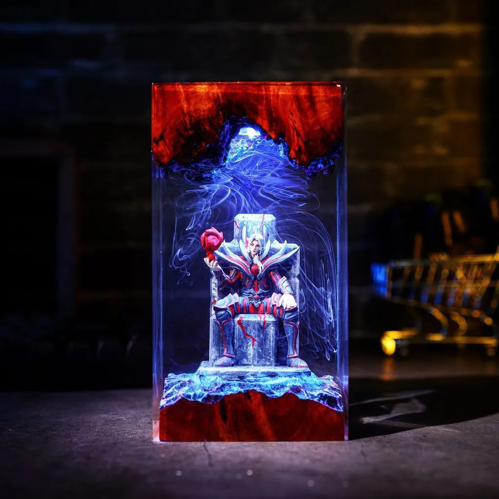 Gothic Vampire Throne Resin Lamp Epoxy Miniature Night Light Dark Fantasy Blood Mage LED Diorama Ornament Collectible Gift Room