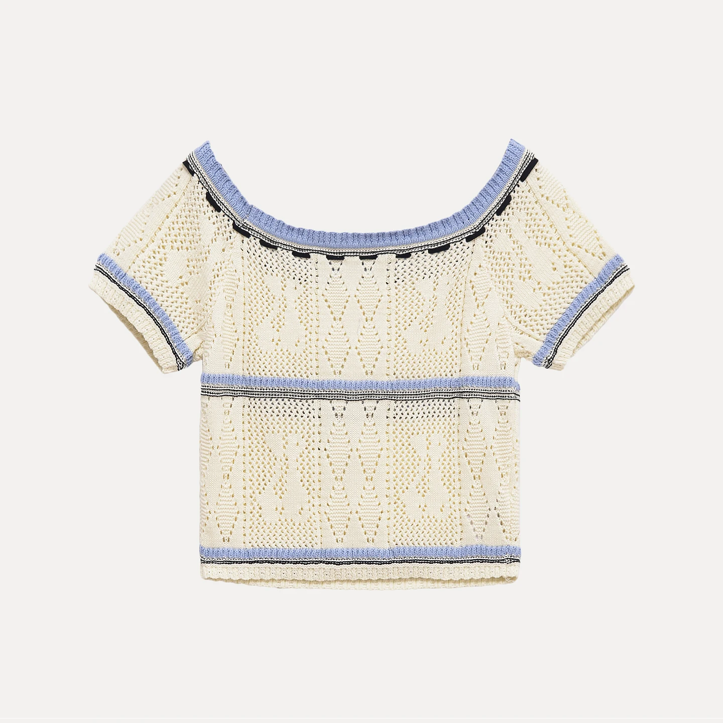 2025 Summer New Women's Hollow out Color Blo Belted ort Sve Knitted Sweater Z Commute Sle Slim Fit Polyester Fiber