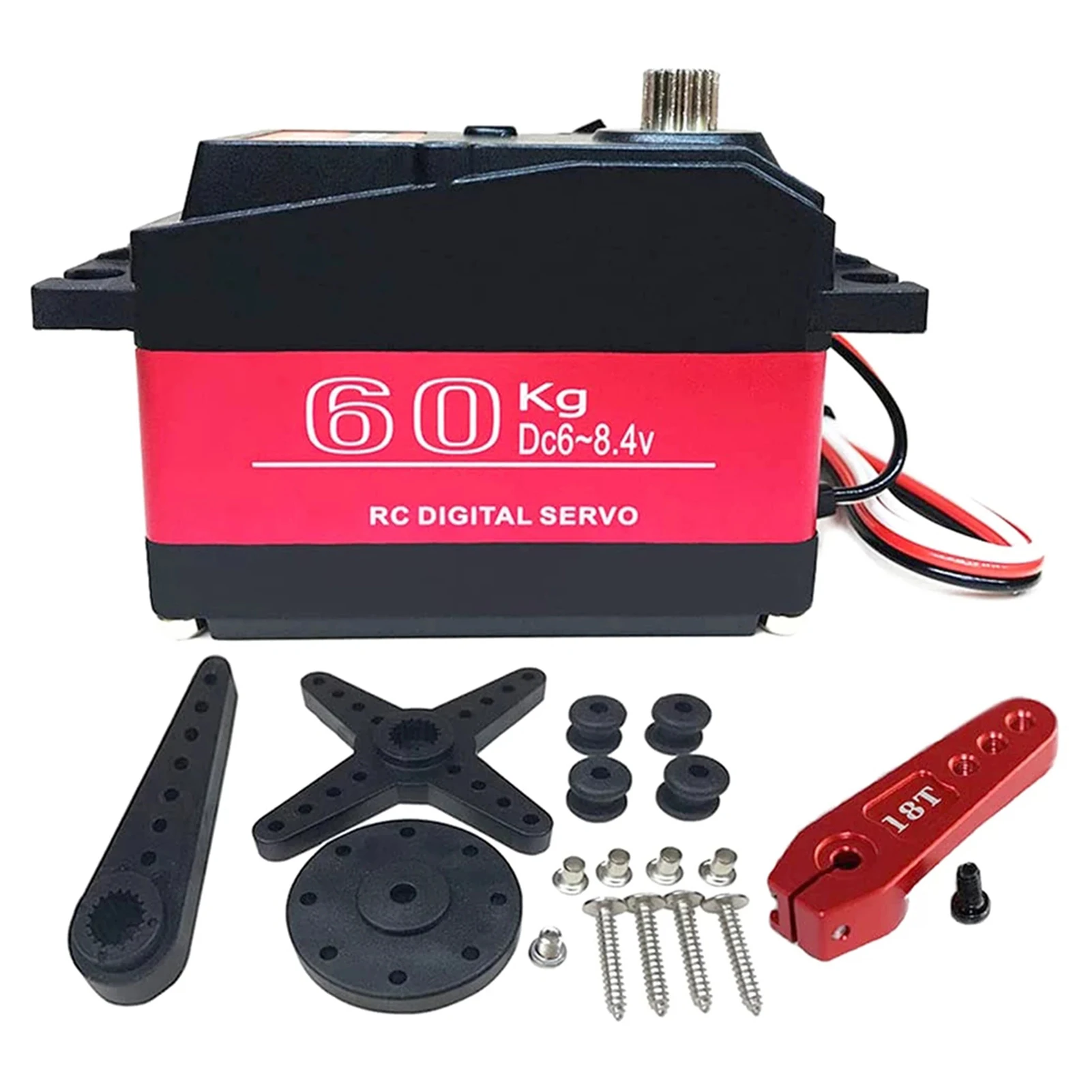 60KG Digital Servo Metal Gear Servo Large Torque Waterproof 180° Replacement for 1/5 Redcat HPI Baja 5B SS RC Servo Car