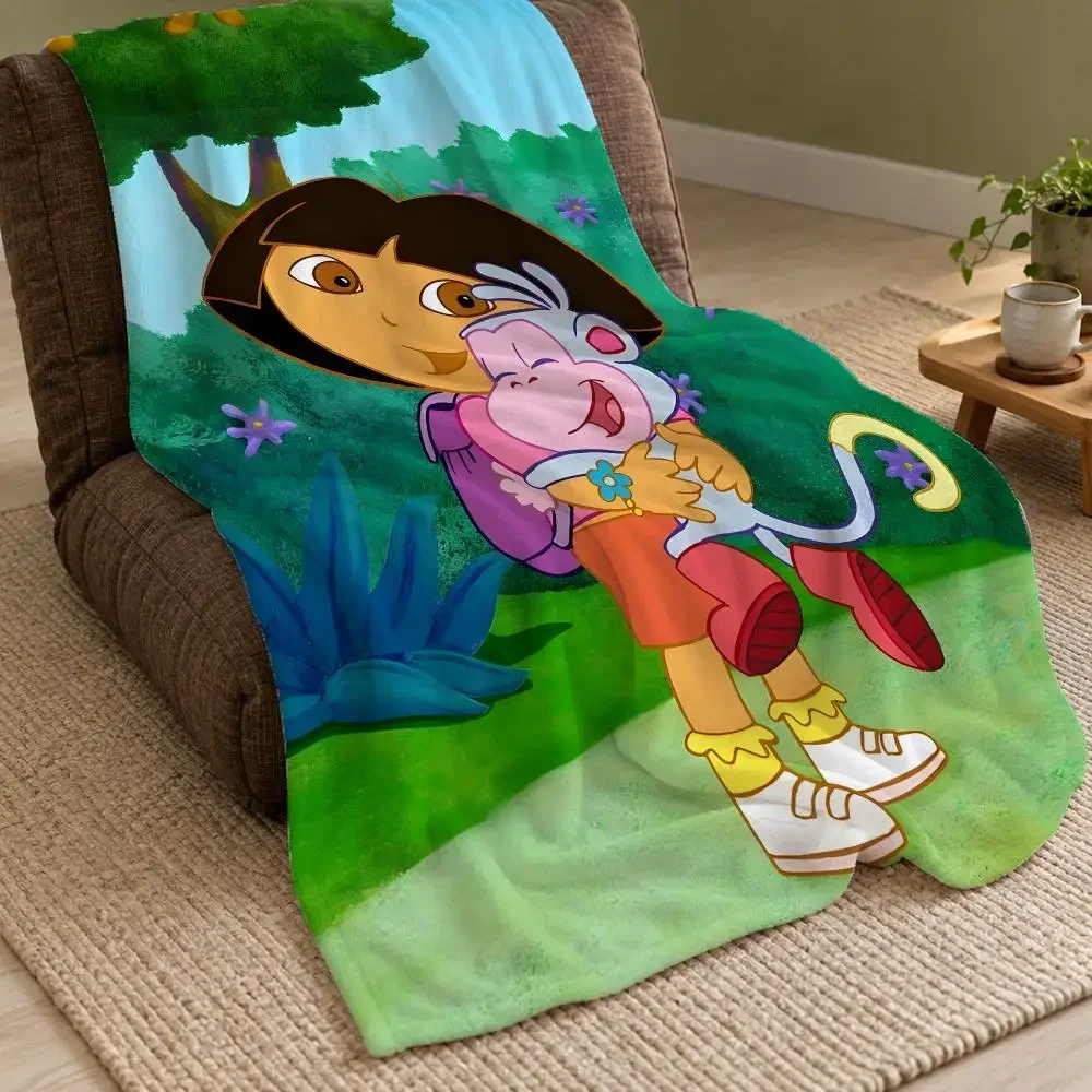 Dora The Explorer Throw Double Sided Flannel Throw Blanket Soft Warm Washable Home Decor