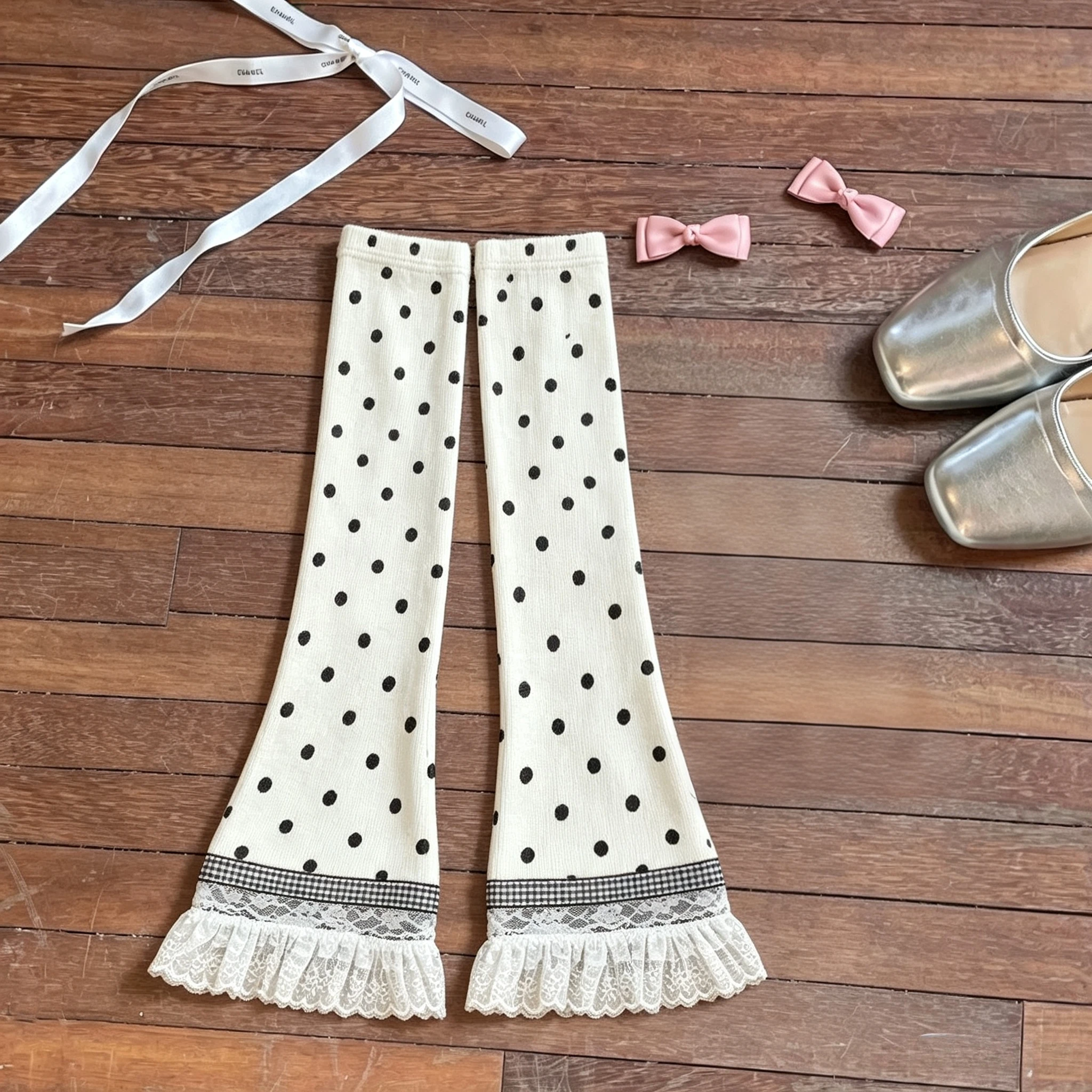 Women’s Kawaii Lace Flare Leg Socks Y2K Harajuku Gothic Lolita Knee High Leg Warmers Leg Cover Cosplay Daily Fashion Socks