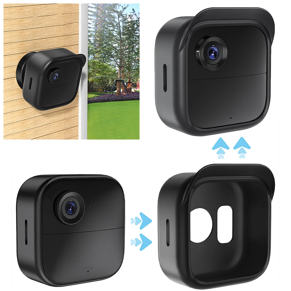 Silicone Case Cover Weatherproof Protective Skin Cover with Hat Brim Camera Cover Against for Blink Outdoor 4 (4th Gen)