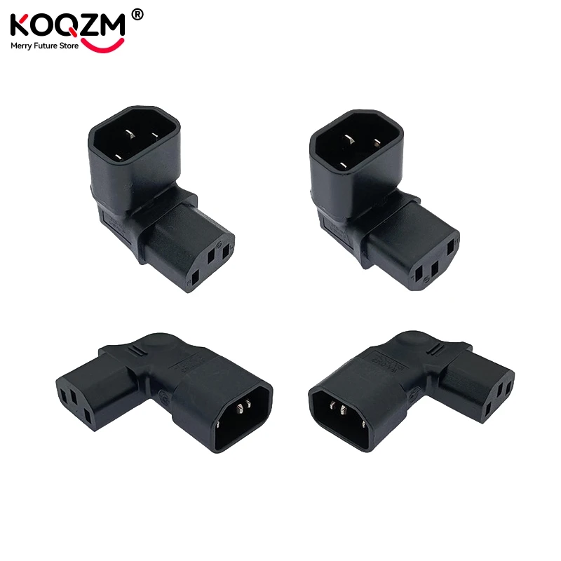 1pc 10A 3 Pin IEC Connector Down UP 90 Angled IEC 320 C14 Male To C13 Female Power Adapter AC Plug For LCD LED Wall Mount TV