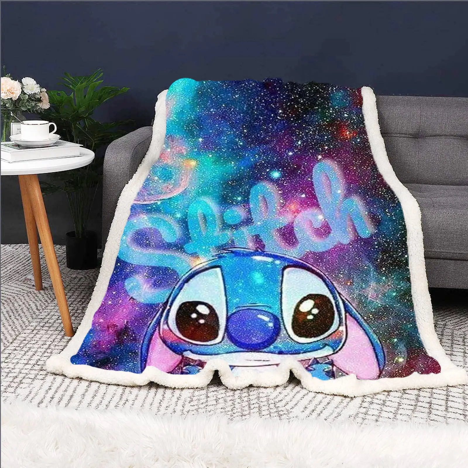 Stitch Blankets Furry Anime Printed Blanket Coraline And Throws Plush Winter Fleece Bed 100% Polyester Suitable For Children