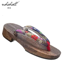 WHOHOLL Geta Japanese Children's Clogs Kimonos Wooden Slippers For Female Kids Slippers Lovely Lolita Flip Flops Shoes Summer