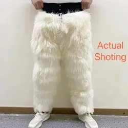 2024 Middle-aged Elderly Wool Pants Winter Spring Anti-cold Warm Pure Sheepskin Pants Fashion Casual Men Long Trousers Dad Gifts