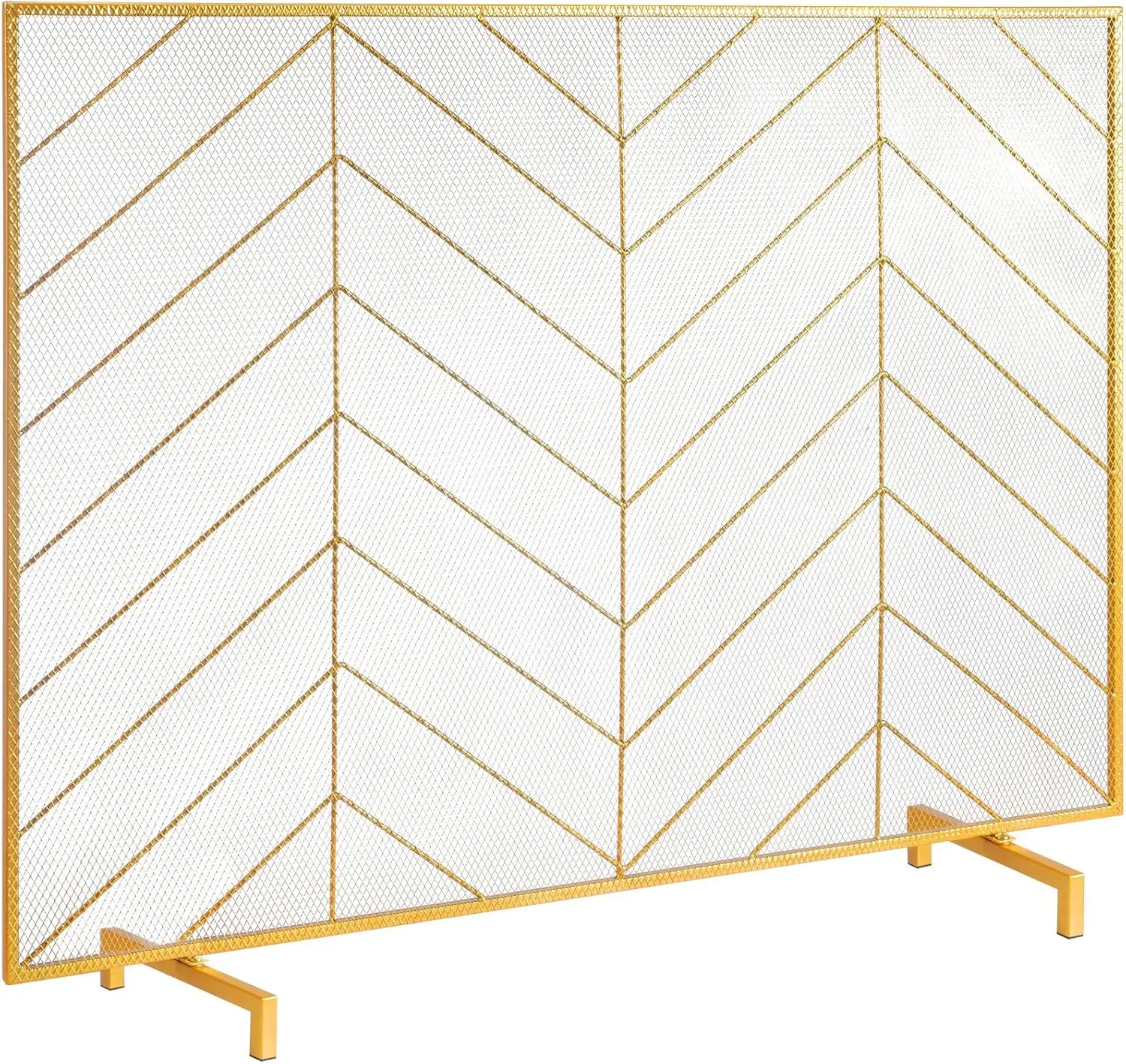 

Fireplace Screen Single Panel, Sturdy Iron Mesh Fireplace Screen, 38.6"(L) x29.8(H) Spark Guard Cover,Simple Installation,Fre