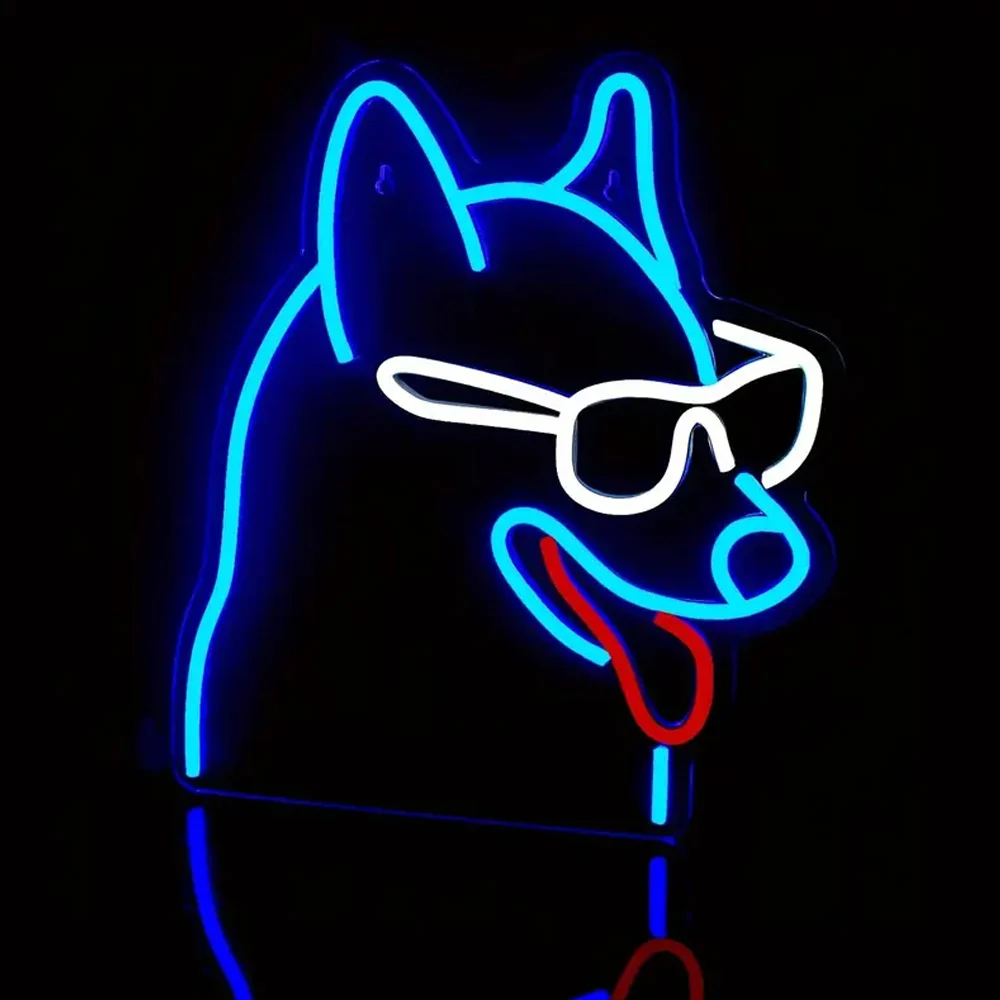 Dog Neon Sign, Blue LED Neon Wall Decor, Puppy Neon Sign, USB Power Supply, Bedroom Home Pet Shop Room Playroom Neon Sign