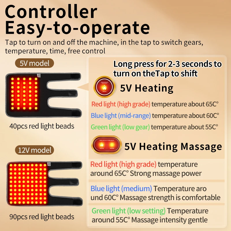 USB 660nm Red Light Electric Heating Elbow Wrap Massager, Equipped with 40-90 Lamp Beads,  Joint Comfort and Fatigue Relief view 6