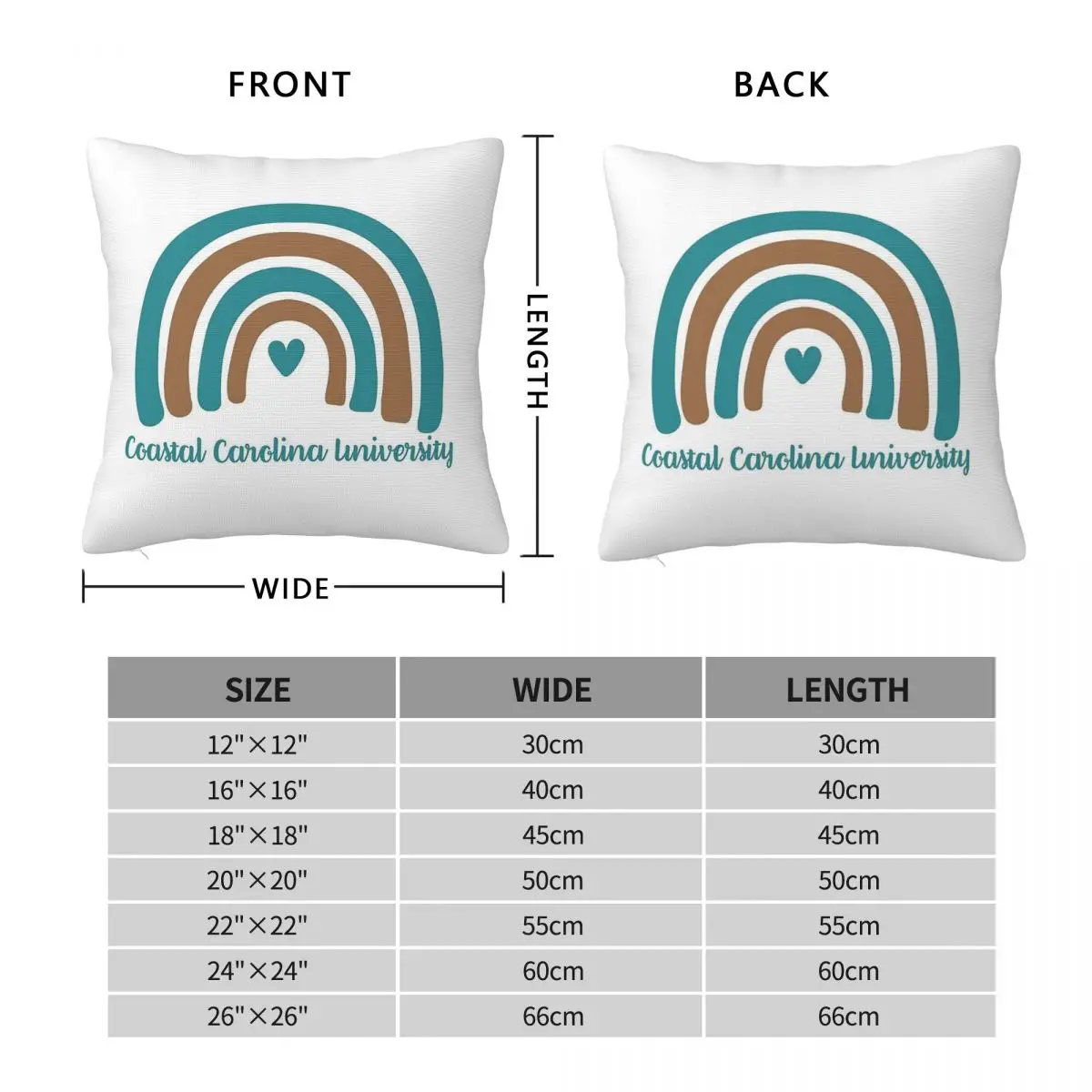 Coastal Carolina University Pillowcase Polyester Linen Velvet Pattern Zip Decor Bed Cushion Cover 18