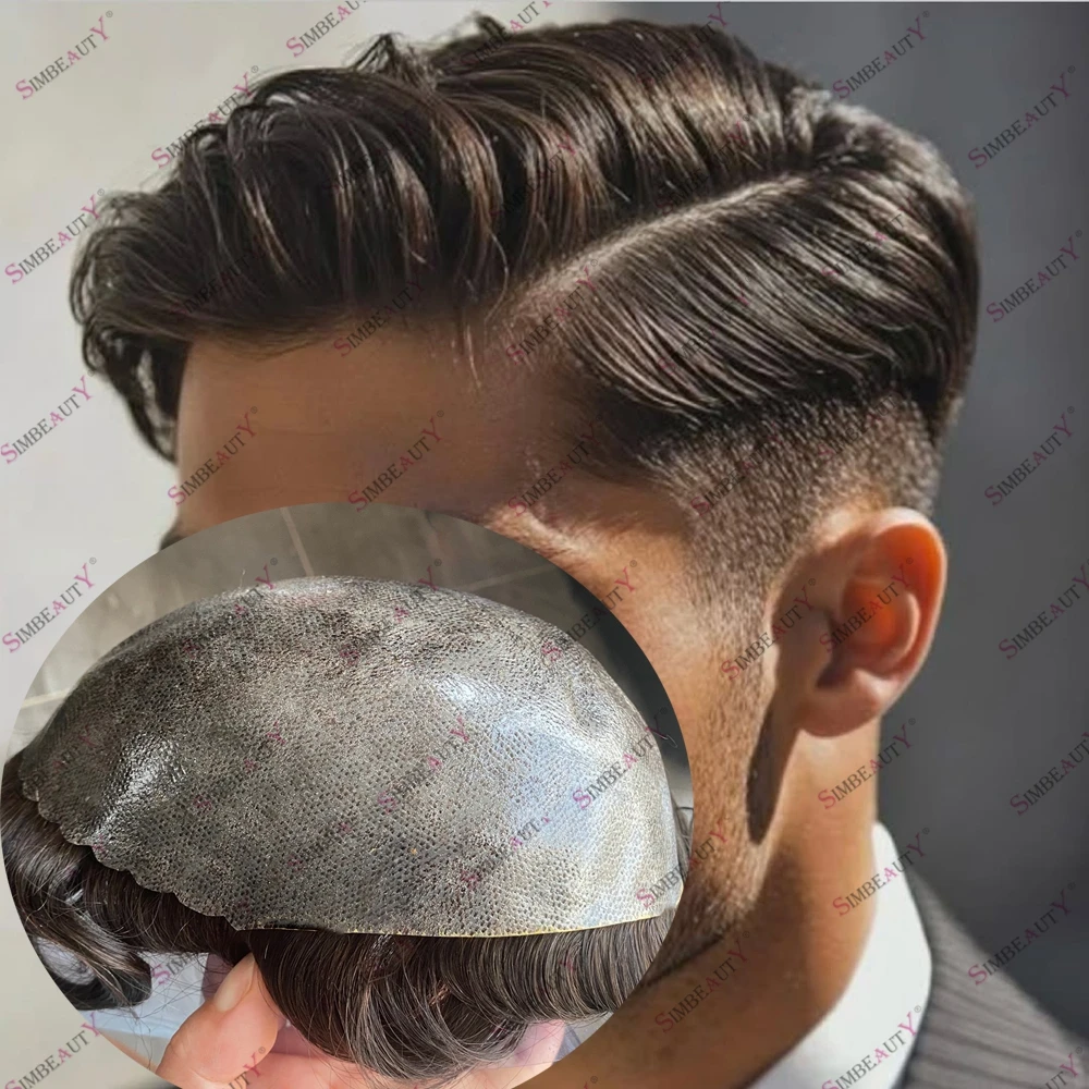 

Самая дешевая натуральная линия волос, человеческие волосы, мужской парик, основа для кожи, прочный, черный, коричневый, серый, капиллярный протез для волос, мужской парик