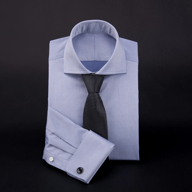 French cuff business shirt slim British classic  new fashion Windsor collar men's office shirts
