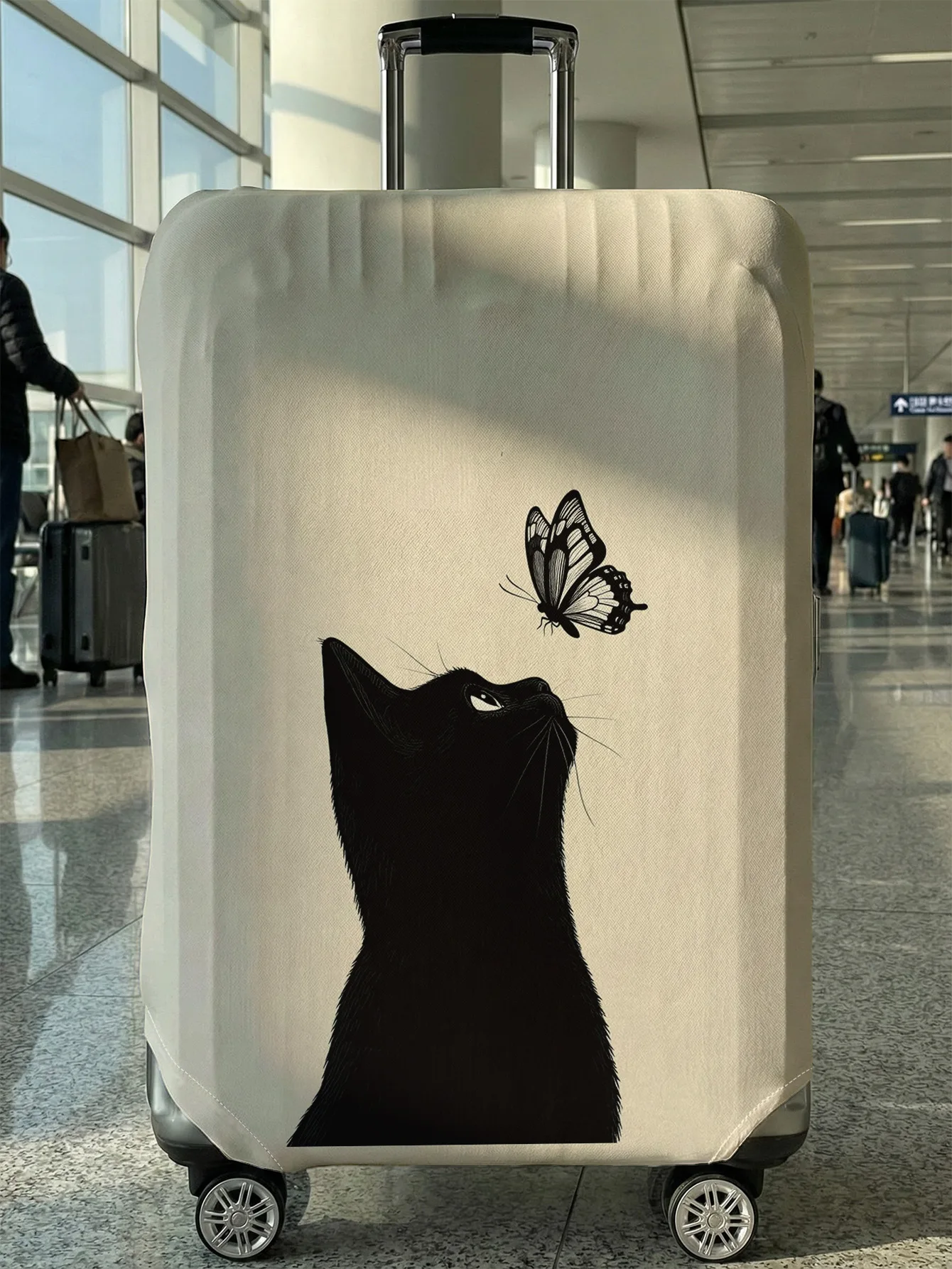 

Минималистичный чехол для багажа с черным котом и бабочками, подходит для чемоданов 18-32 дюймов, чехол-накладка на ручку чемодана, аксессуар для путешествий