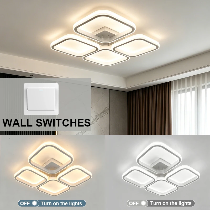 

LED Ceiling Light Black White Chandelier Indoor for Bedroom Living Room Corridor Balcony Aisle Decoration Kitchen Office Dining