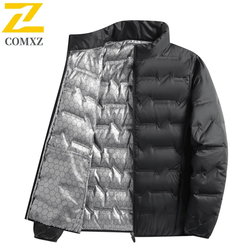 

COMXZ Puffer Jacket Warm Lightweight Comfortable Cold-Resistant Skiing Parker Coat Snowy Solid Color Padding Coat Men's Clothing