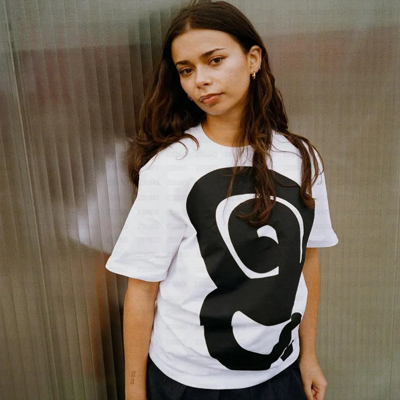 High street style Simple fashion summer Hot Hand-painted vortex pattern print punk short sleeved Top new 2000s loose emo T-shirt