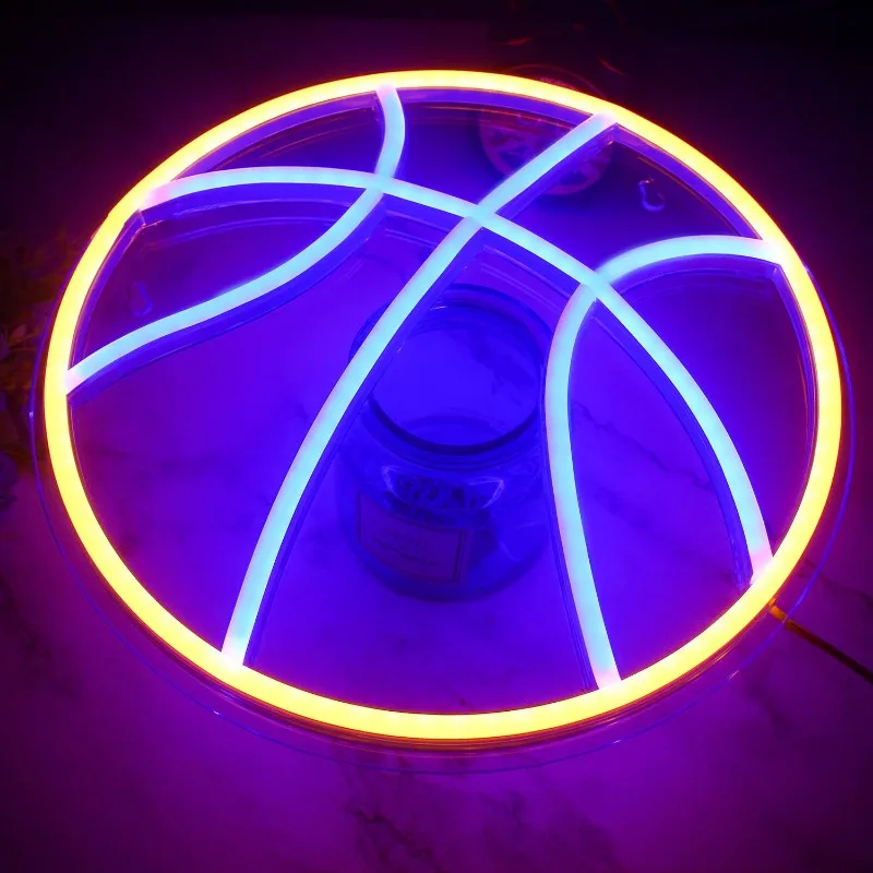 Luz de néon LED com interruptor USB para quarto, parede decorativa neon, logotipo basquete e esportes