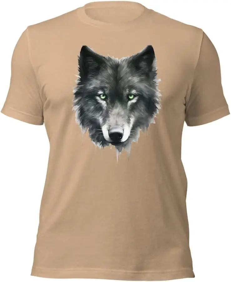 Cool Wolf Green Eyes  Staple -  T shirt for Men  Tees Y2K tops Unisex Summer Short Sleeve