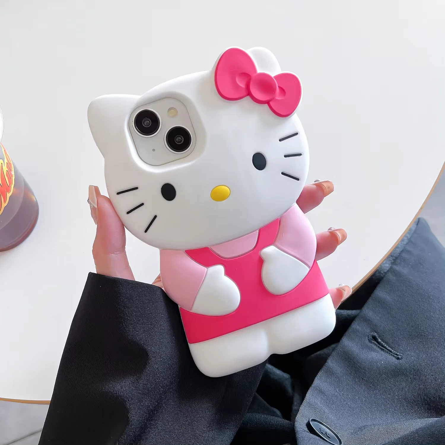 For iPhone 16 15 14 Plus 13 Pro Max 12 Mini 11 X XS Max XR 7 8 SE Color Bowknot Hello Kitty Cartoon Silicon Back Soft Phone Case image 3
