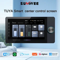 TUYA smart home Controls Panel 8 inch Touch Screen with Zigbee Gateway audio in wall amplifier Multi-function Relay Scene switch
