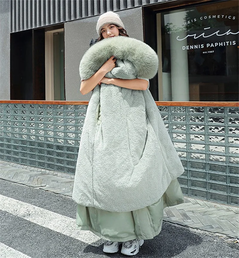 2026 New Winter Jacket Women's Parkas Thick Warm Fur Lining Long Parka Female Hooded Fleece Padded Coat Distachable Outwear 5XL