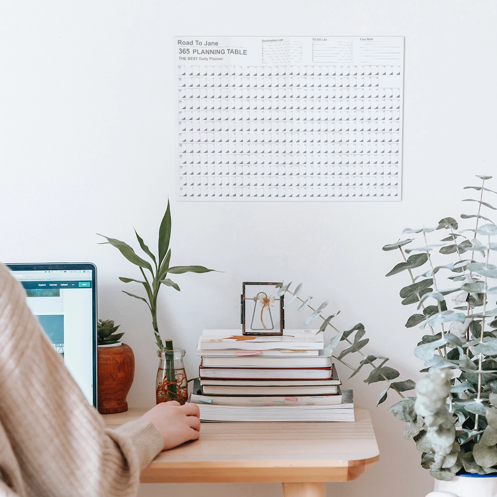 

2024 Yearly Wall Calendar Large Paper Planner Black White Simple Design Daily Schedule Memo Hanging Home Office Use Practical