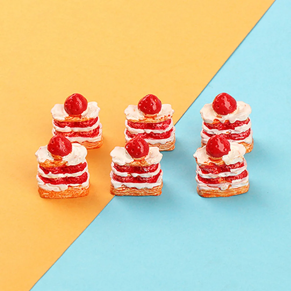 

15pcs Realistic Fake Strawberry Cake Decoration Miniature Artificial Dessert Simulation Cake Diy Home Decor Shop Accessory Mini