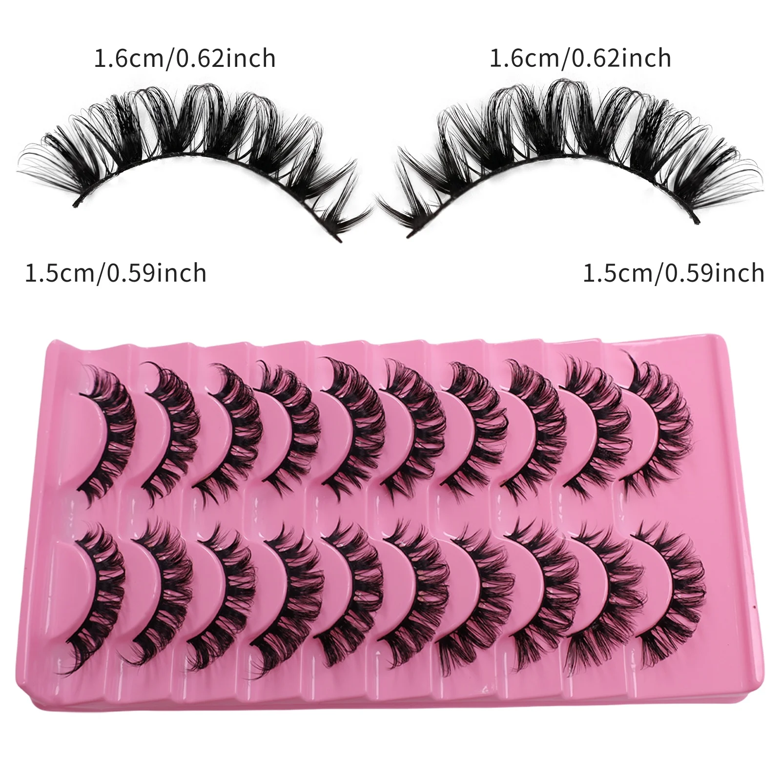 10 pairs of Russian curly false eyelashes DD with thick curvature, European and American eyelashes made of synthetic fibers, nat