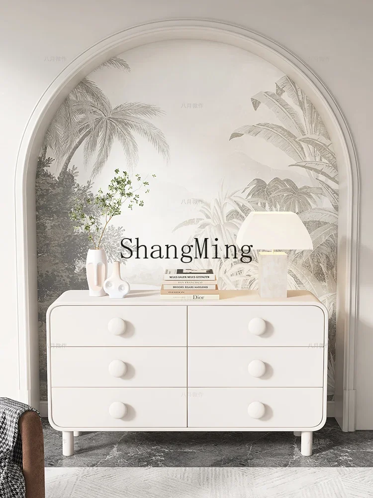

ZYYCream Style White Six-Drawer Cabinet Sideboard Storage Modern Simple Bedroom Bedside Five-Drawer Living Room Entryway Cabinet
